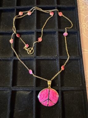 Peace Sign Necklace Lauren G Adams Pink Gold